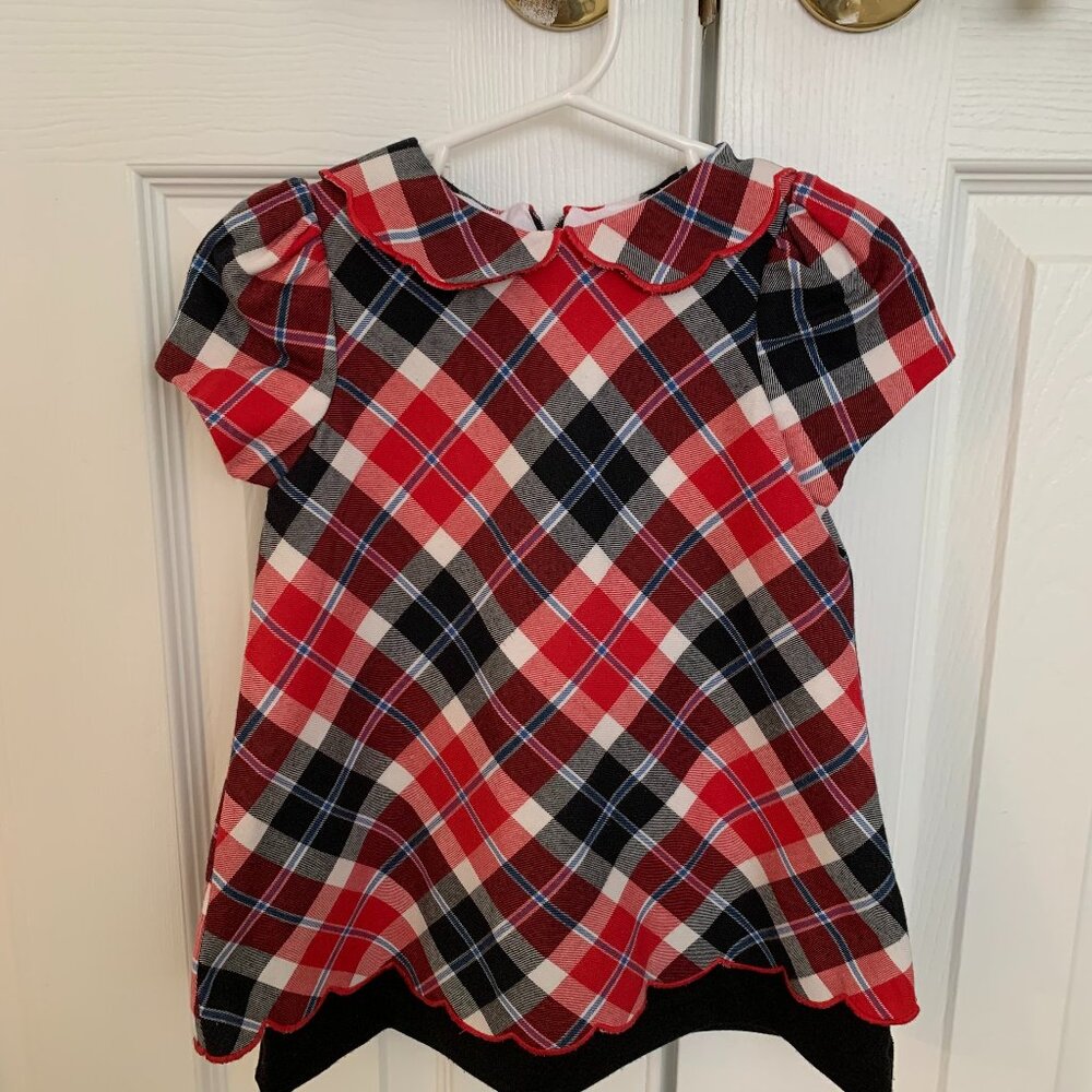 An Elegant LULI & ME Plaid Dress with Scalloped hem, Size 24 mo.
